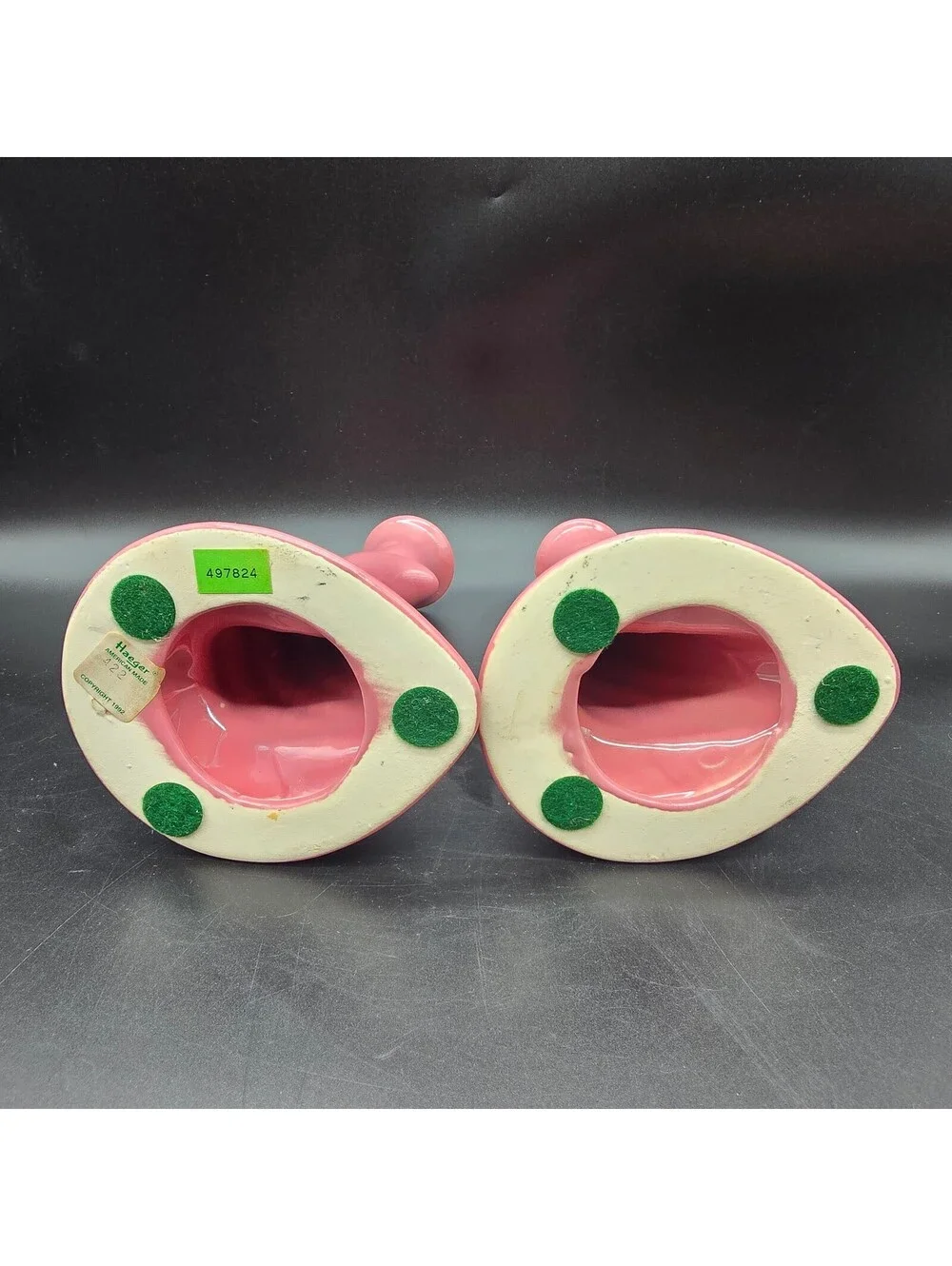 Vintage 1992 Royal Haeger Mauve Pink Ceramic Swirl Candlestick Holders #422